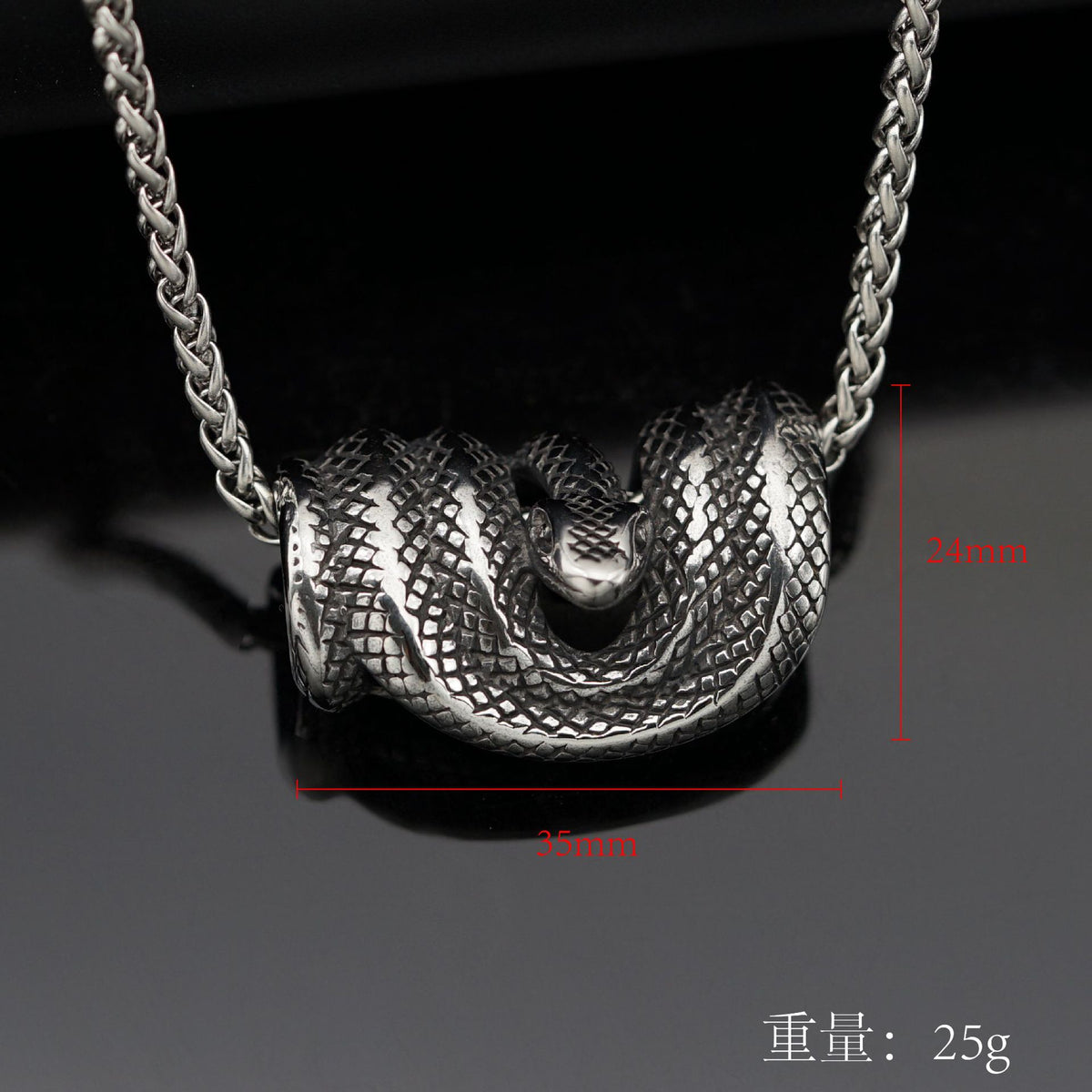 Vintage Snake Zodiac Stainless Steel Pendant Necklace