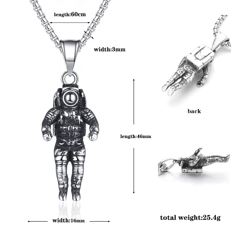 Steel Necklace - Statement Retro Astronaut Men's Titanium Steel Necklace For Urban Style