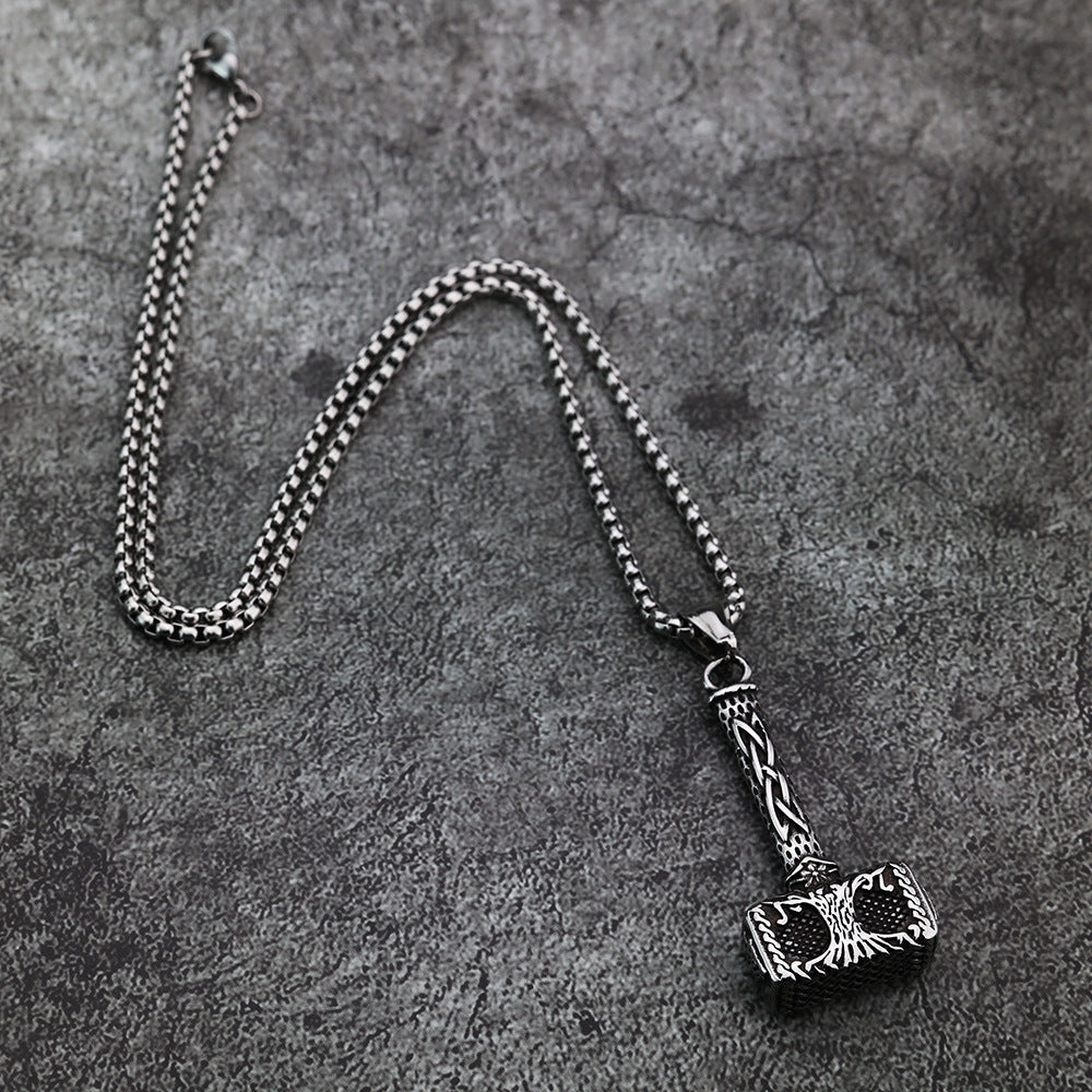 Foreign Trade Hot-Selling Titanium Steel Thor Hammer Necklace