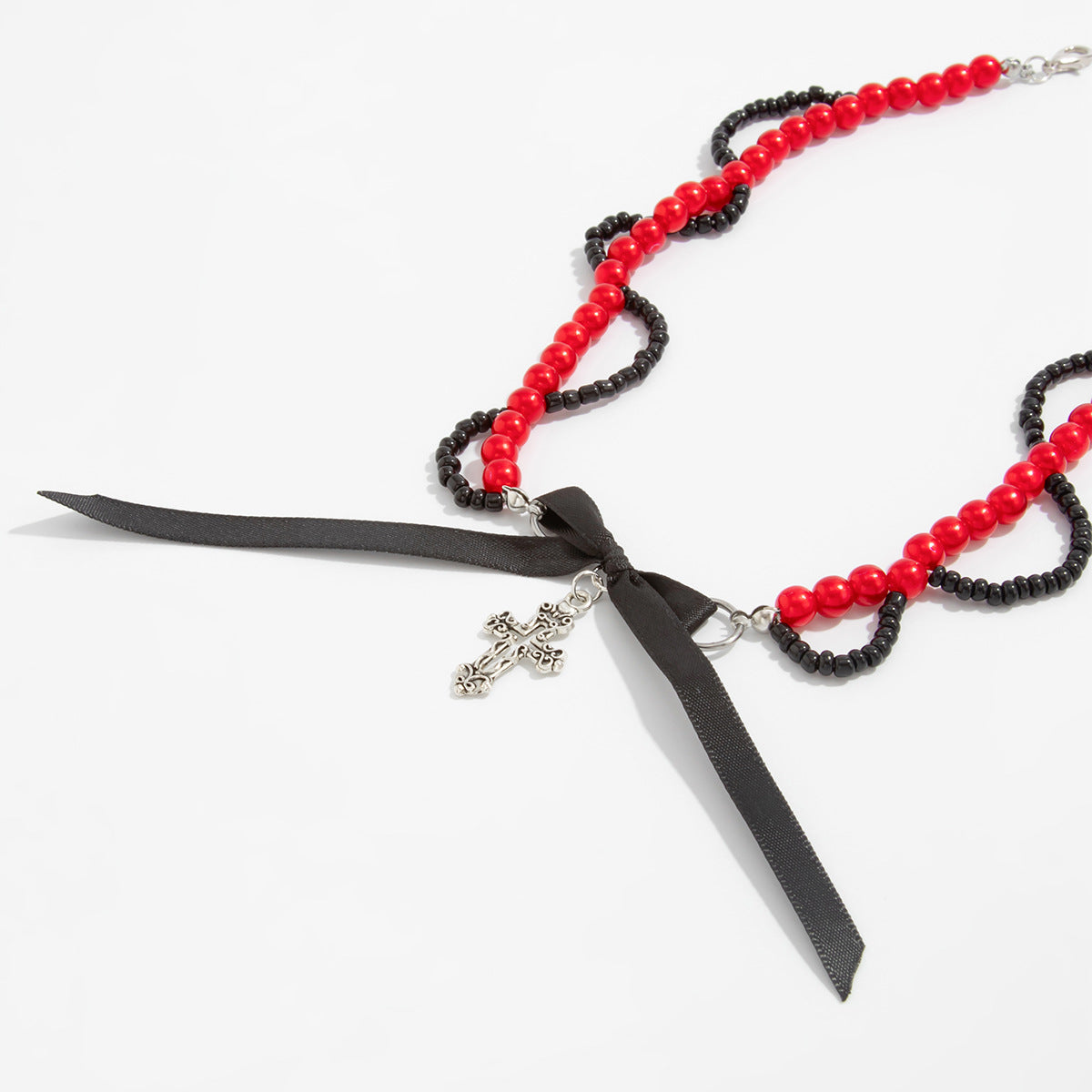 Gothic Crystal Cross Choker Necklace