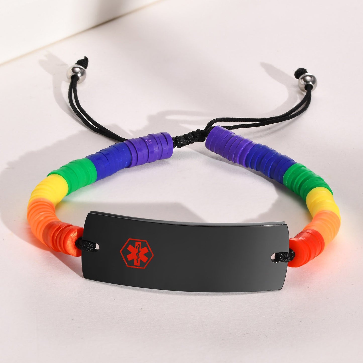 Adjustable Hand Rope Medical Logo Silicone Ring Bracelet for Men