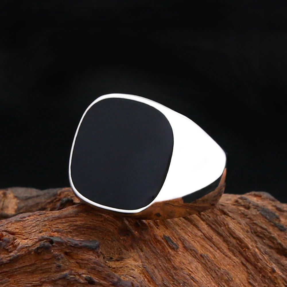 Black Square Stainless Steel Men's Ring