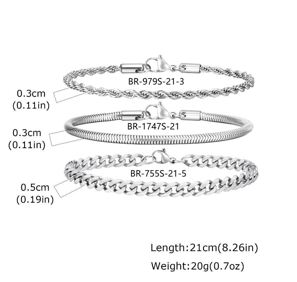 Snake Braided Stainless Steel Bracelet for Men