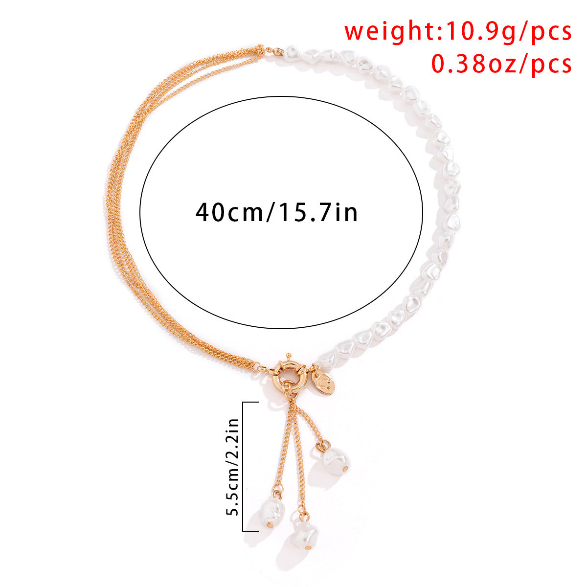 Planderful Vienna Verve Asymmetrical Pearl Fringe Necklace For Bold Punk Style Women