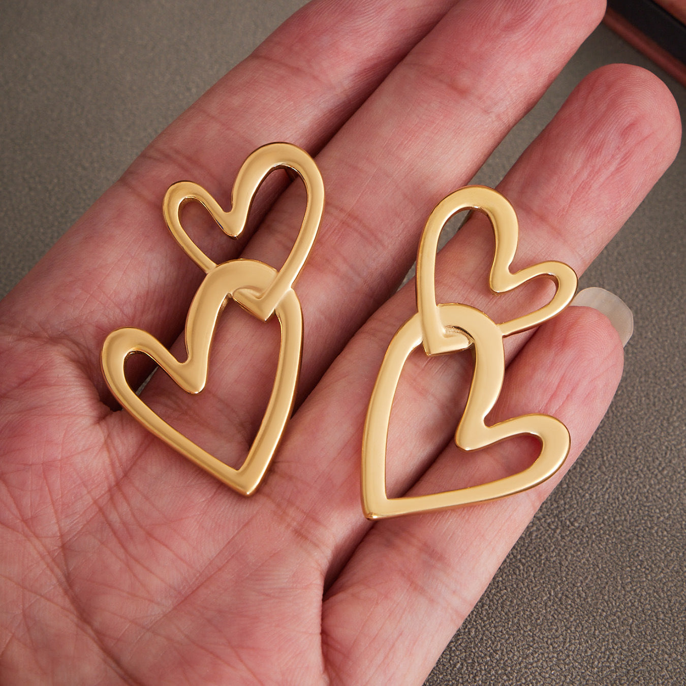 Planderful Double Love Earrings 18K Gold Plated Women
