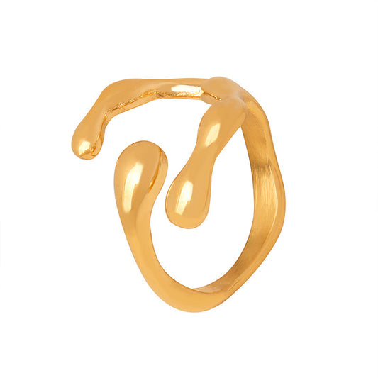 Luxurious Personalized Gold-Plated Titanium Steel Ring - Exquisite Design