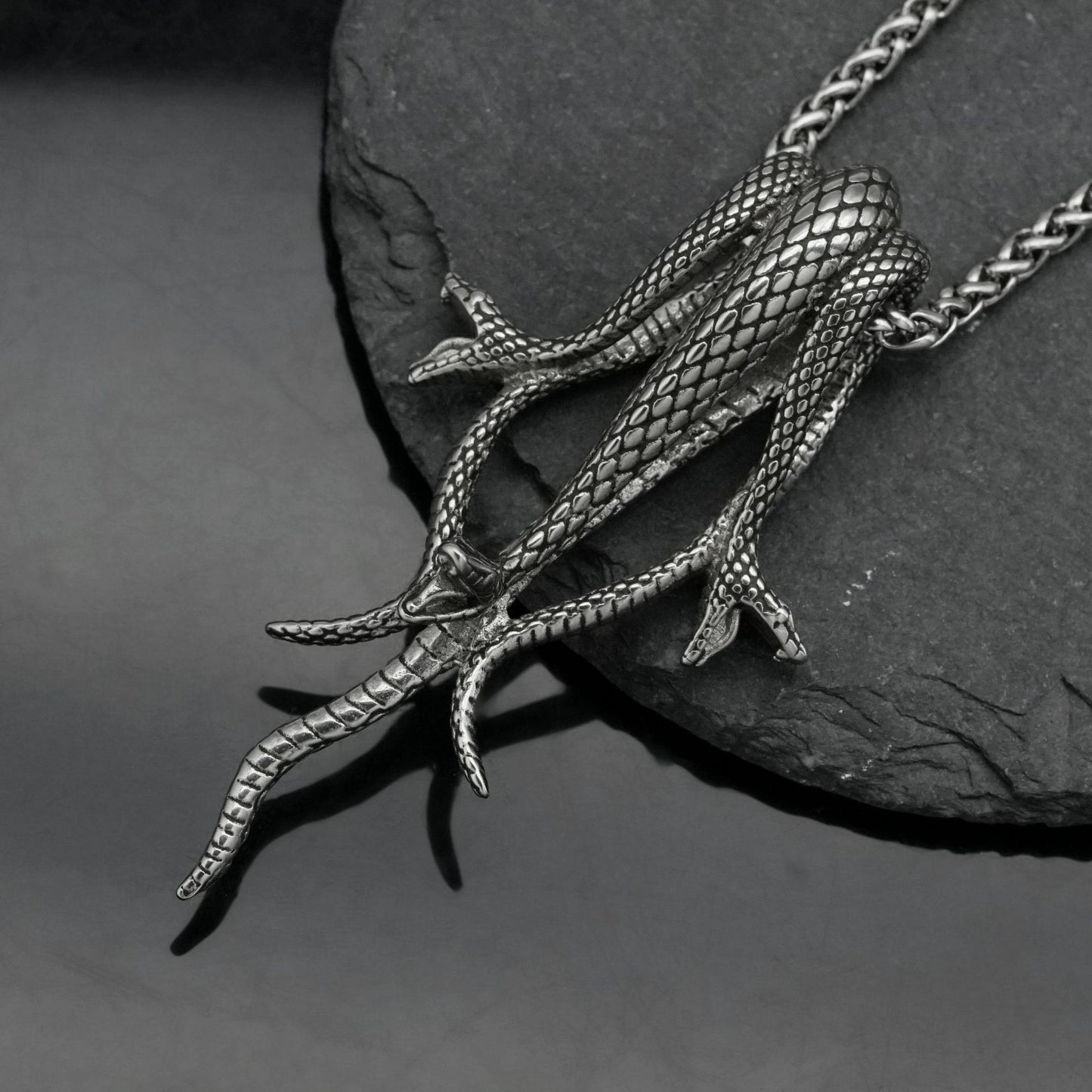 Steel Necklace – Vintage Snake Pendant for Everyday Glamour and Modern Everyday Wear