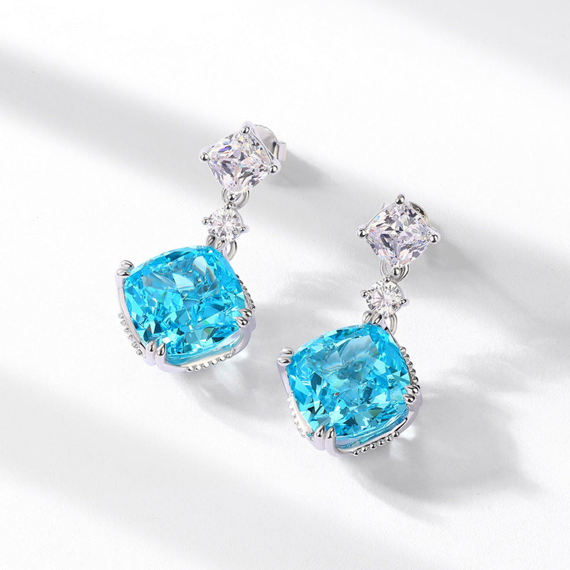 S925 Sterling Silver High-Carbon Stone Flower Ice-Cut Stud Earrings