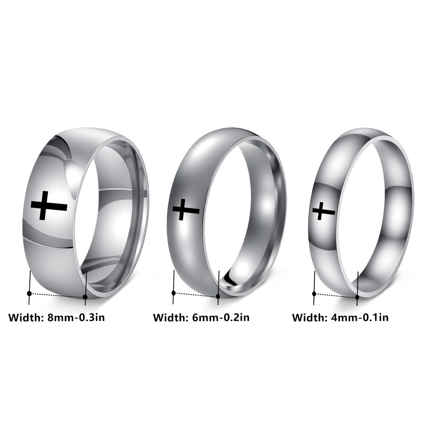 Planderful Everyday Genie Stainless Steel Cross Ring Unisex Sizes 6 7 8 9 10 11 12 Durable Protection