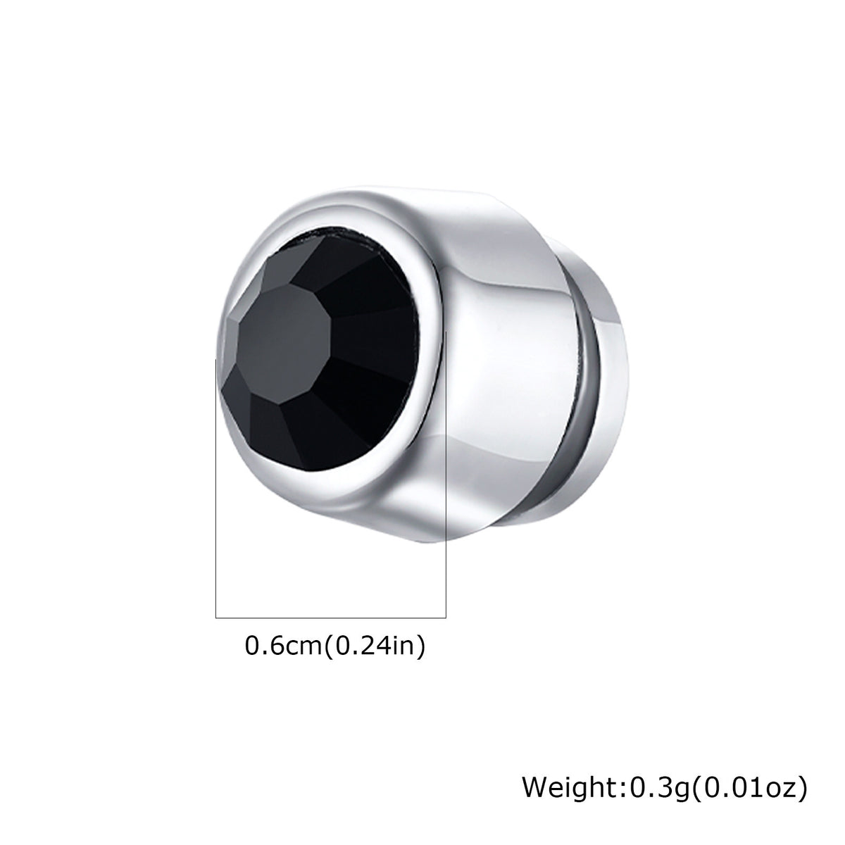 Zircon Stud Earrings — Black or Clear, 4–8 mm