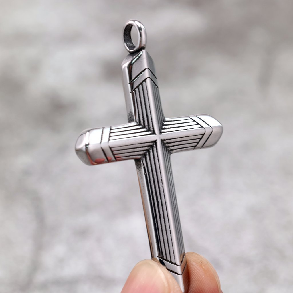 Vintage Cross Stainless Steel Pendant Necklace