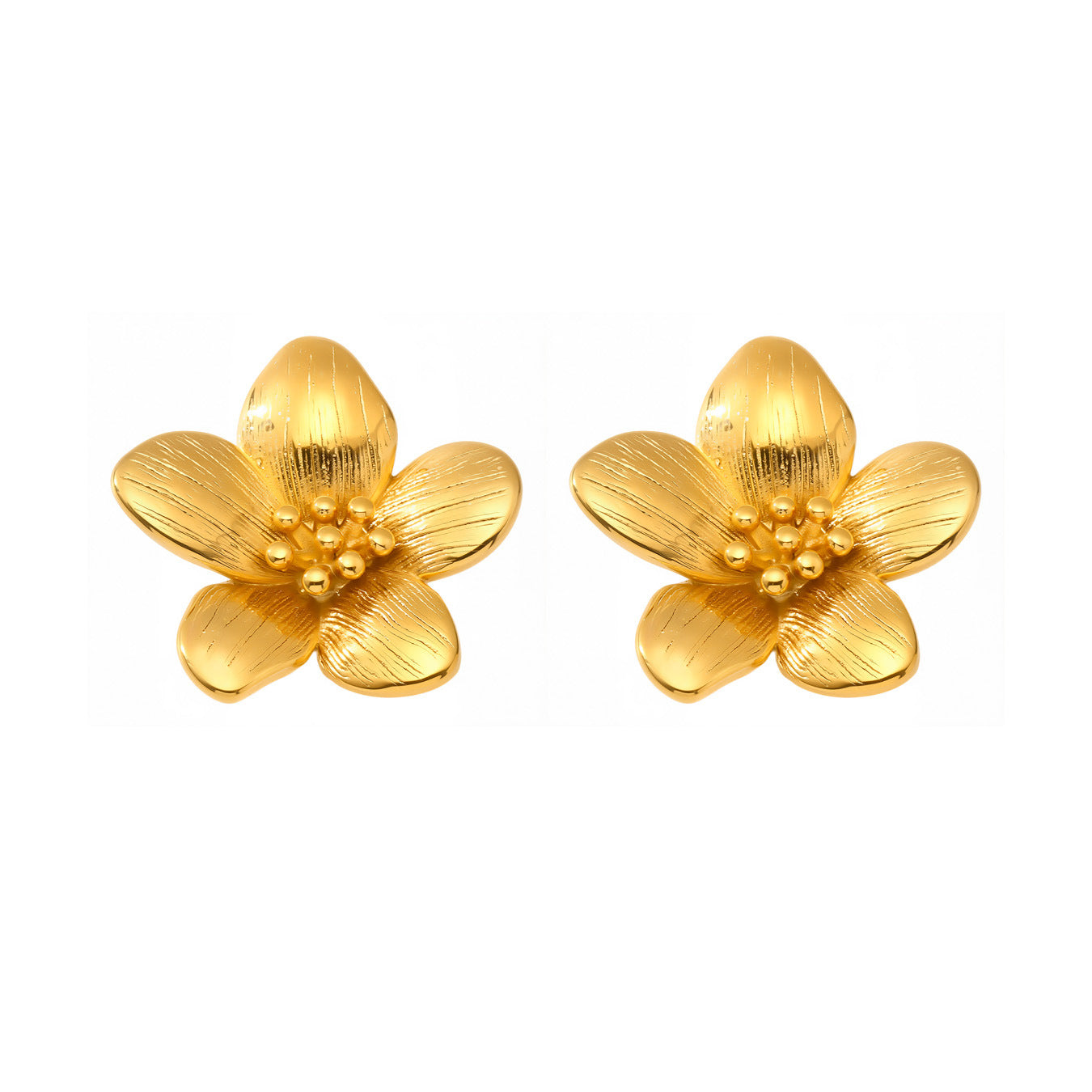 18K Gold Plated Flower Stud Earrings Planderful For Women
