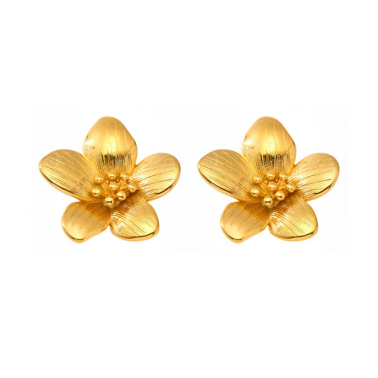 18K Gold Plated Flower Stud Earrings Planderful For Women