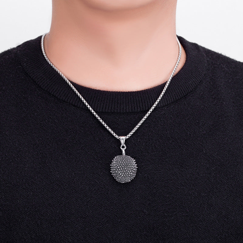 Steel Necklace – Vintage Durian Pendant