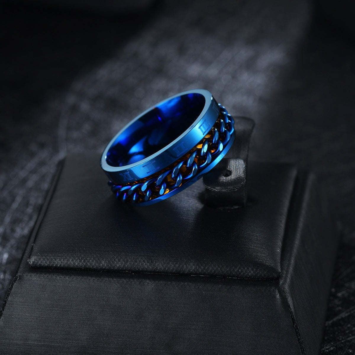 Planderful Everyday Genie Titanium Steel Ring Rotatable Chain Decompression Unisex Roman Numerals Jewelry Size 7 13