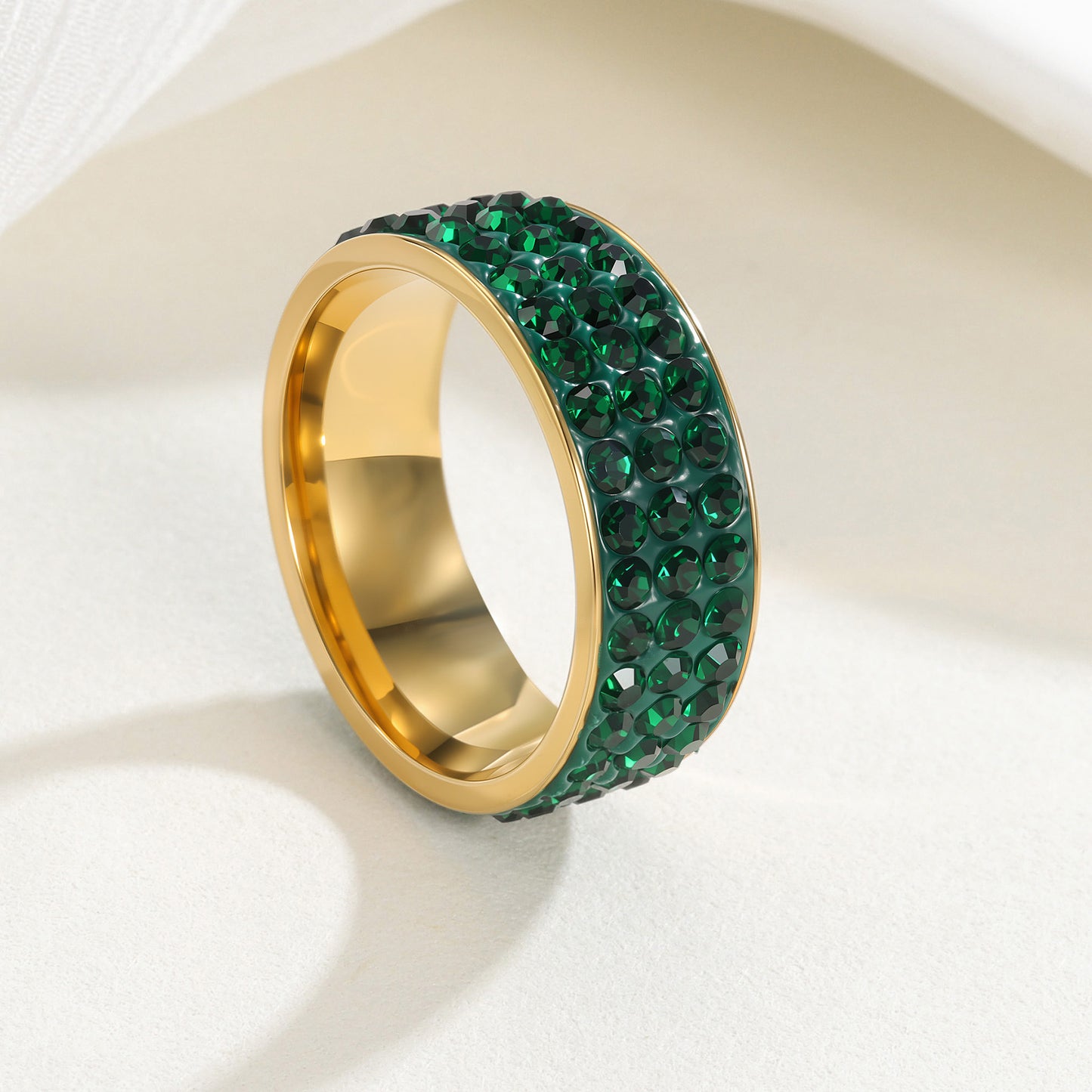 Planderful Titanium Steel 3 Row Zircon Couple Ring For Men