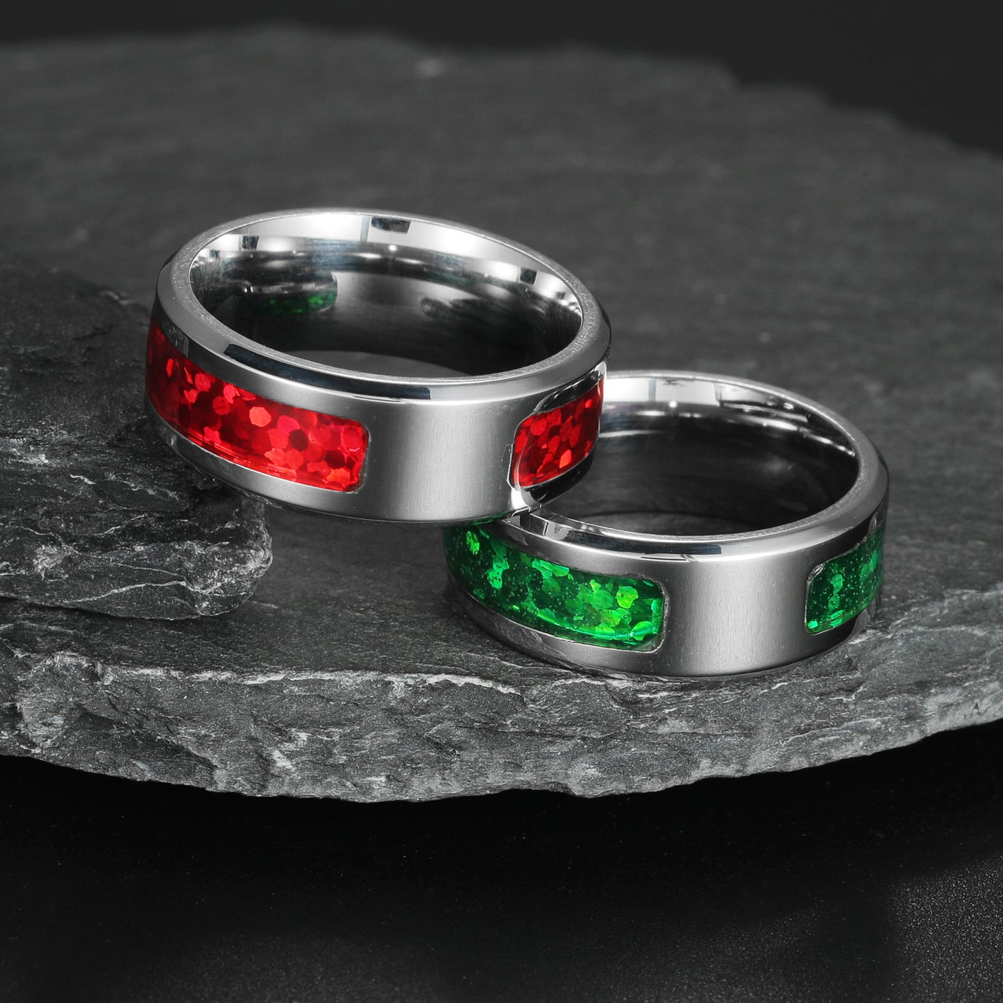 Planderful Imitation Opal Ring Unisex Steel Inlay Everyday Genie Collection Durable Jewelry