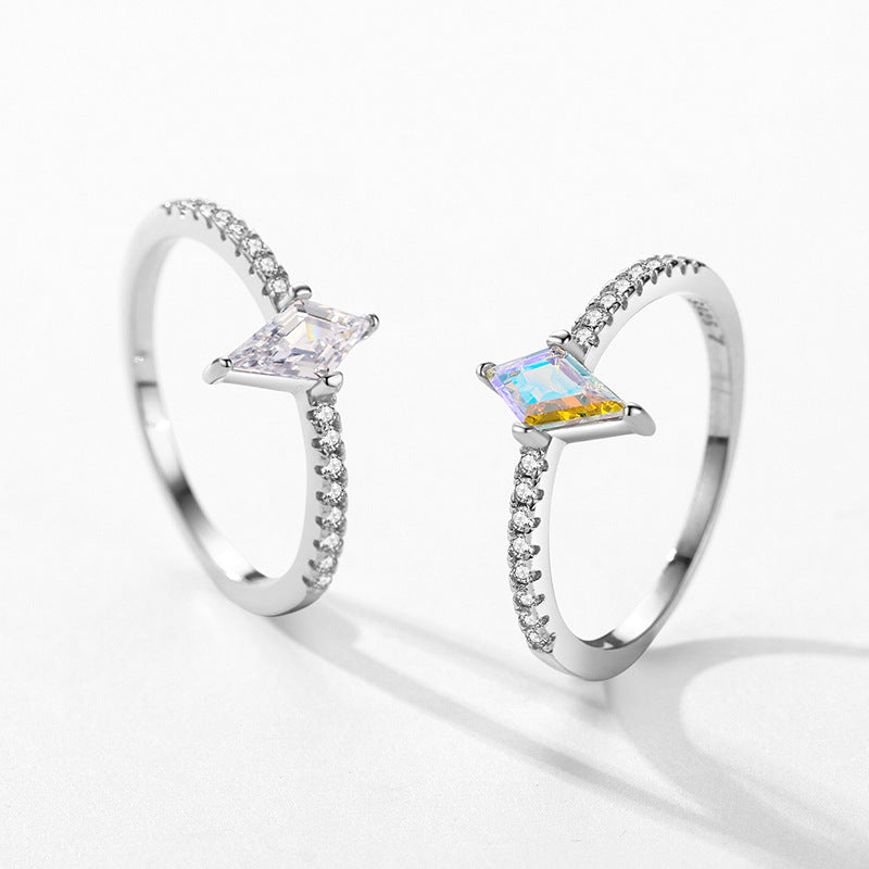 Colorful Zircon Sterling Silver Ring with Niche Design