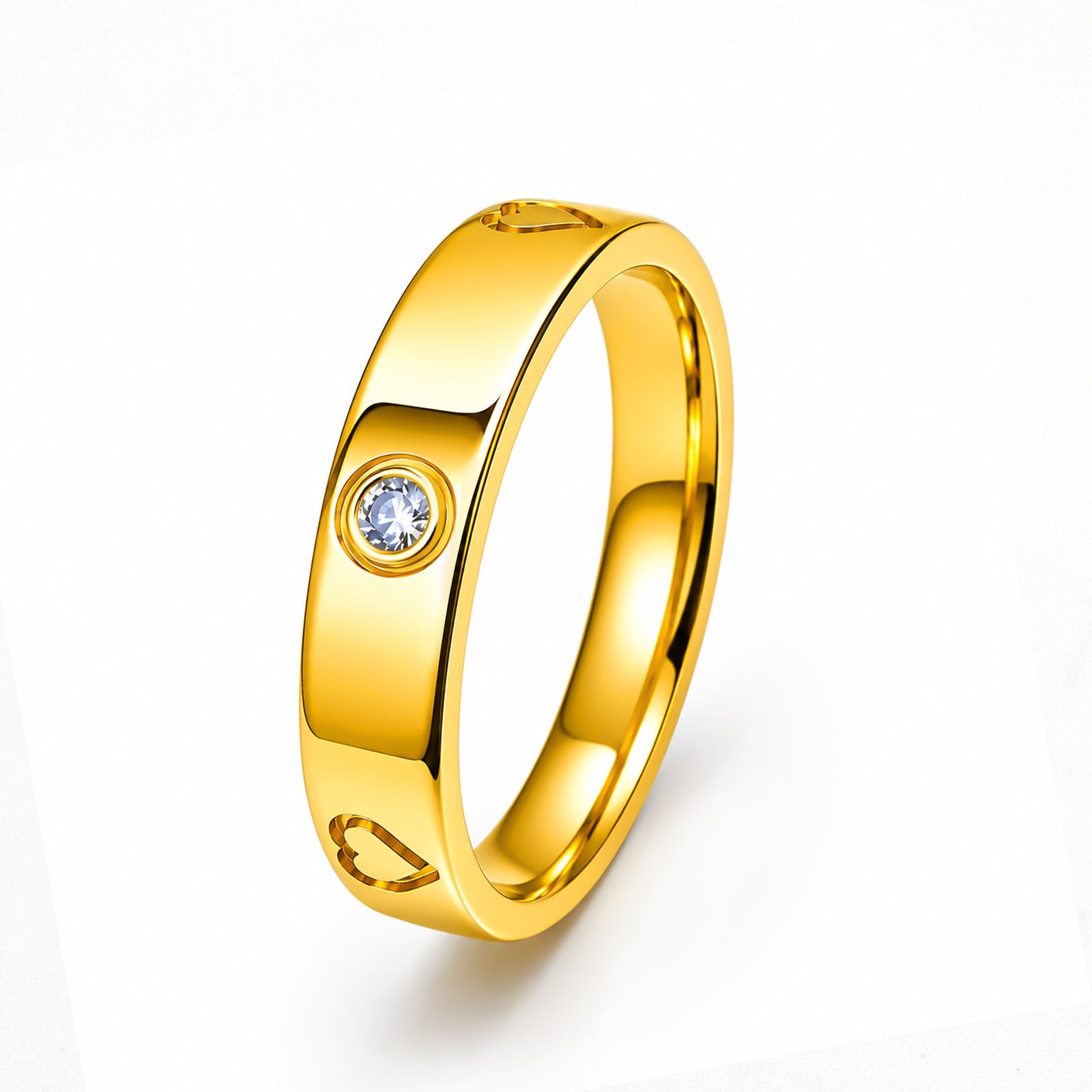 Planderful Everyday Genie Zircon Inlaid Stainless Steel Ring For Couples Unisex Luxury Statement Jewelry
