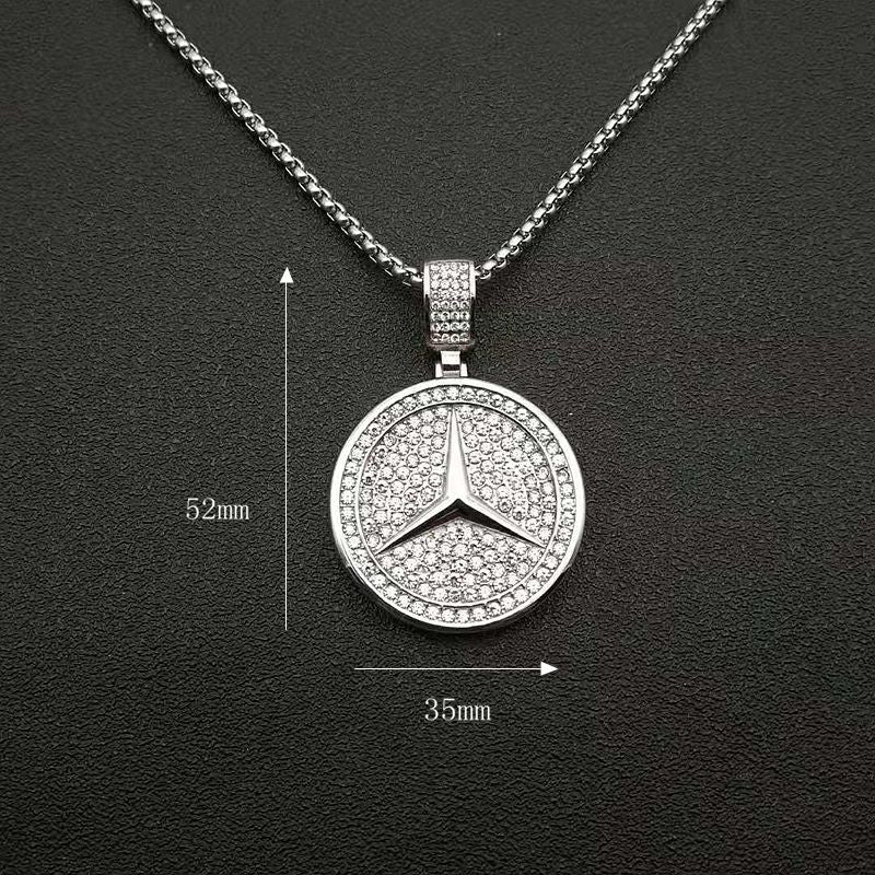 Planderful Everyday Genie Car Logo Pendant Necklace Stainless Steel Gold Plated Zircon For Hip Hop Fans