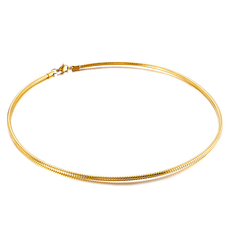 Round Stainless Steel Snake Bone Collar – Minimalist Gold Women's Necklace