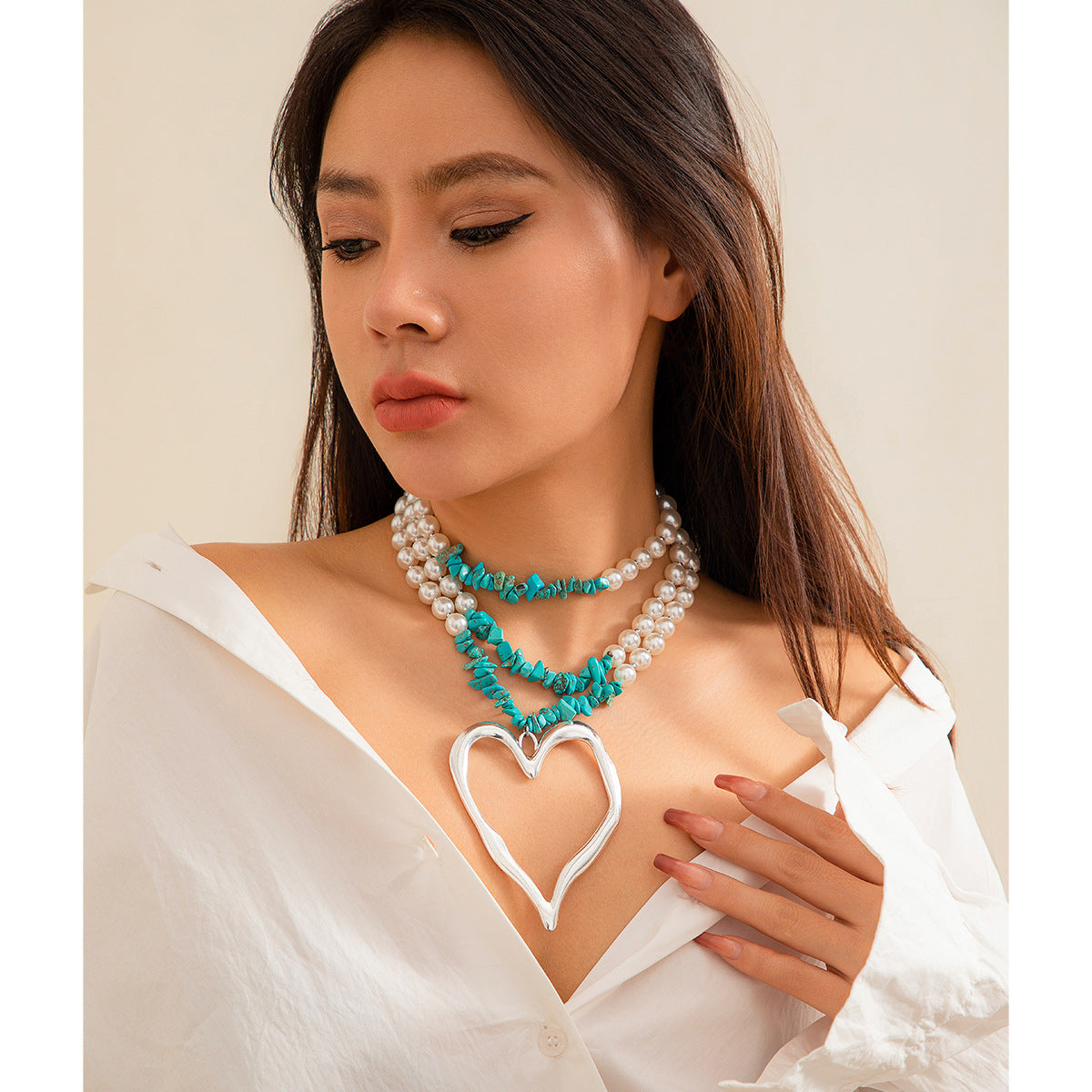 European-American Retro Love Turquoise Necklace - Vienna Verve Collection
