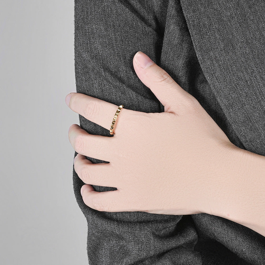 Planderful Titanium Steel Rhombus Ring With Pyramid Lattice Tail For Women Stylish Everyday Genie