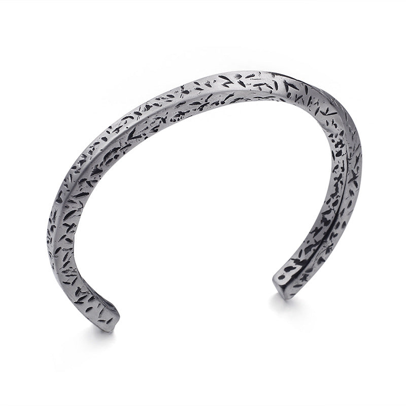 Opening C Pattern Titanium Steel Men's Bracelet