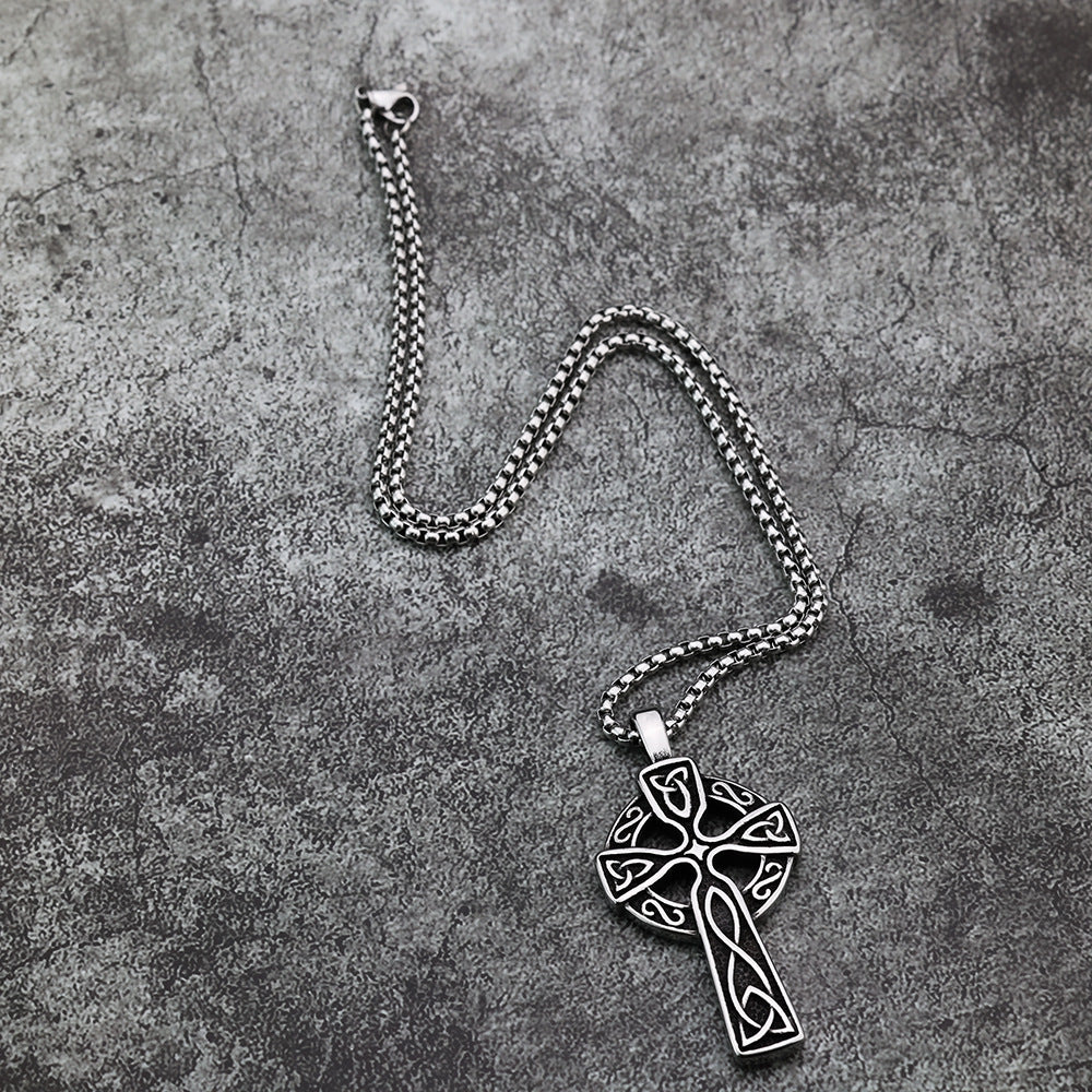 AML Vintage Gothic Men's Stainless Steel Celtic Knot Cross Pendant