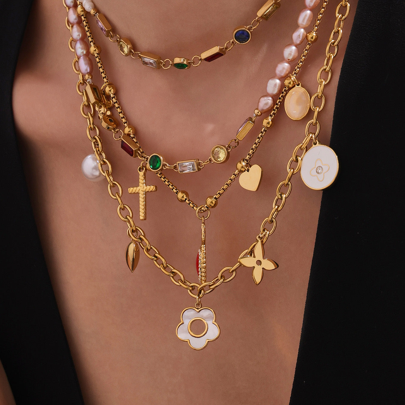 Planderful Everyday Genie Cross Collarbone Necklace Zircon