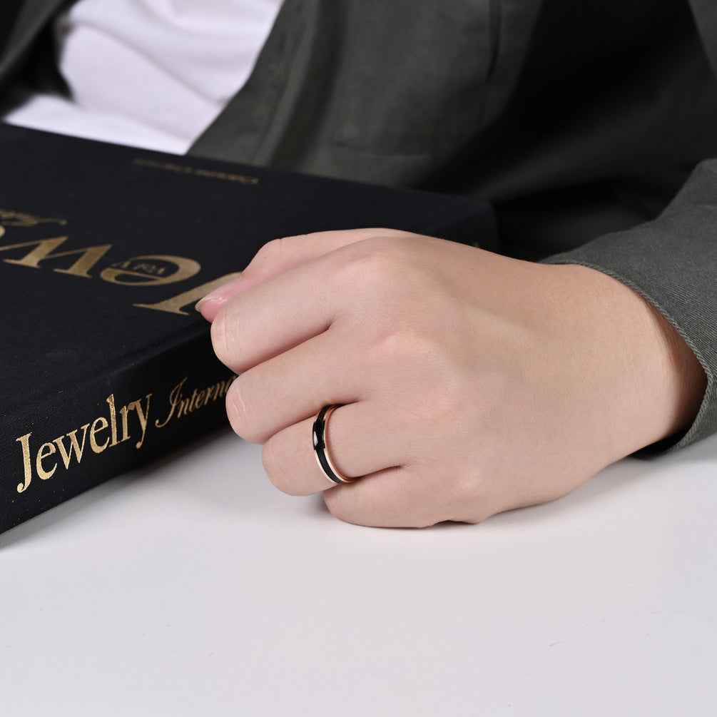 Stainless Steel Black & White Rubber Neutral Couple Ring – Unisex Wedding Engagement