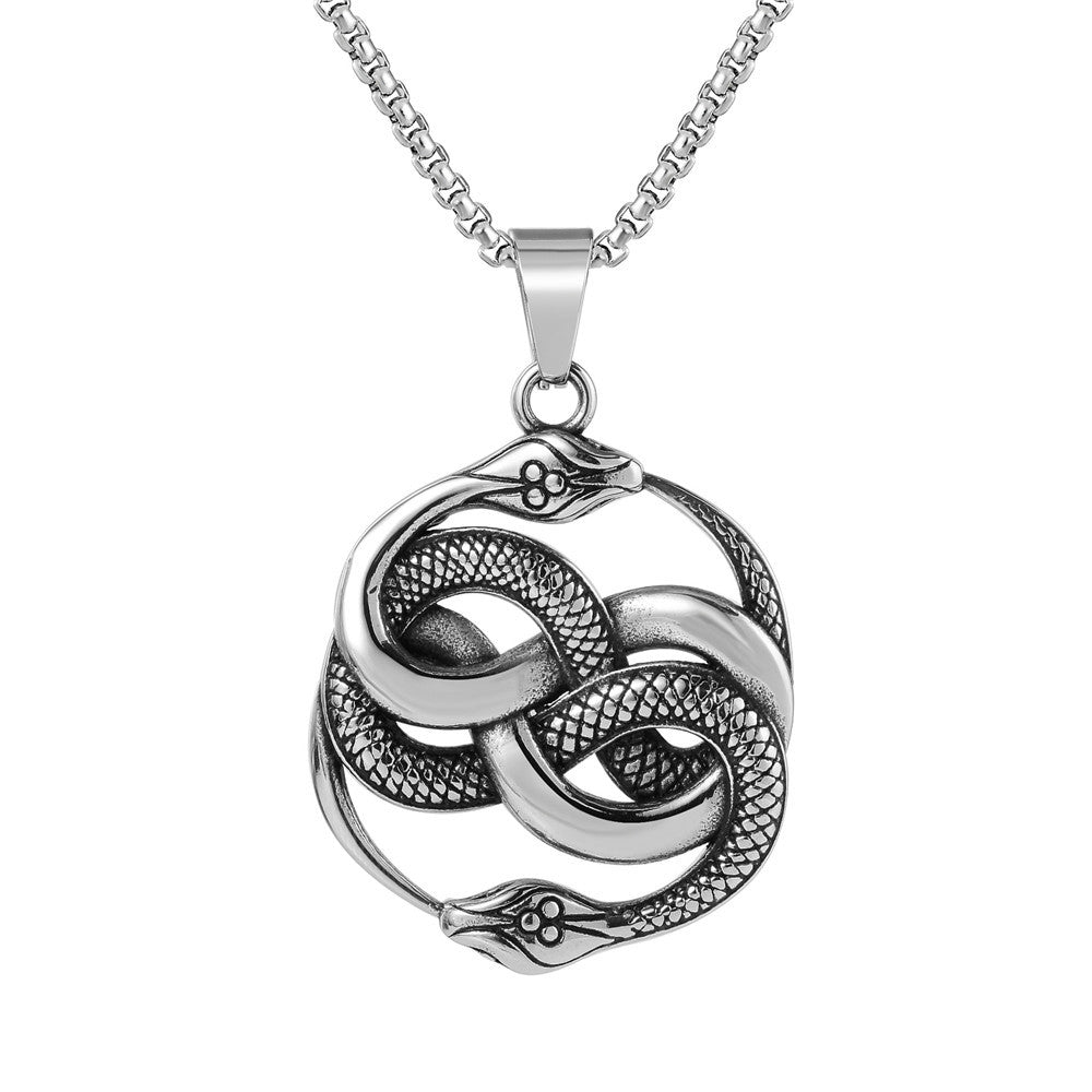 Stainless Steel Double Snake Pendant Unisex MustHave Jewelry Protection Symbol By Planderful Everyday Genie Collection