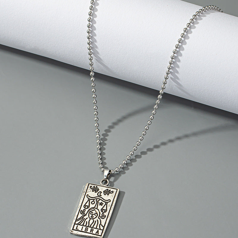 Celestial Charm Square Pendant Sweater Chain - European Style