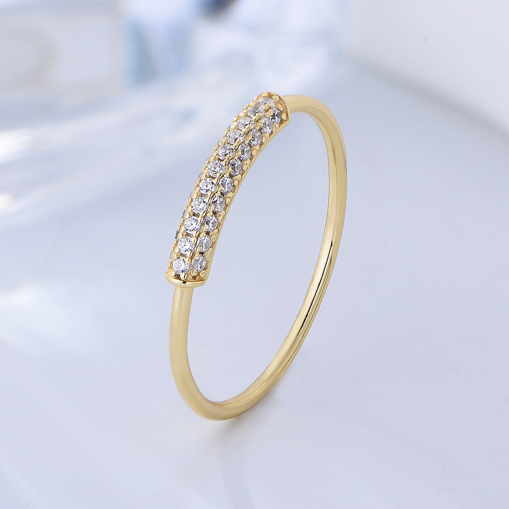 Korean Version Sterling Silver Micro-Inlaid Zircon Ring Index Finger Ring Tail Ring Jewelry
