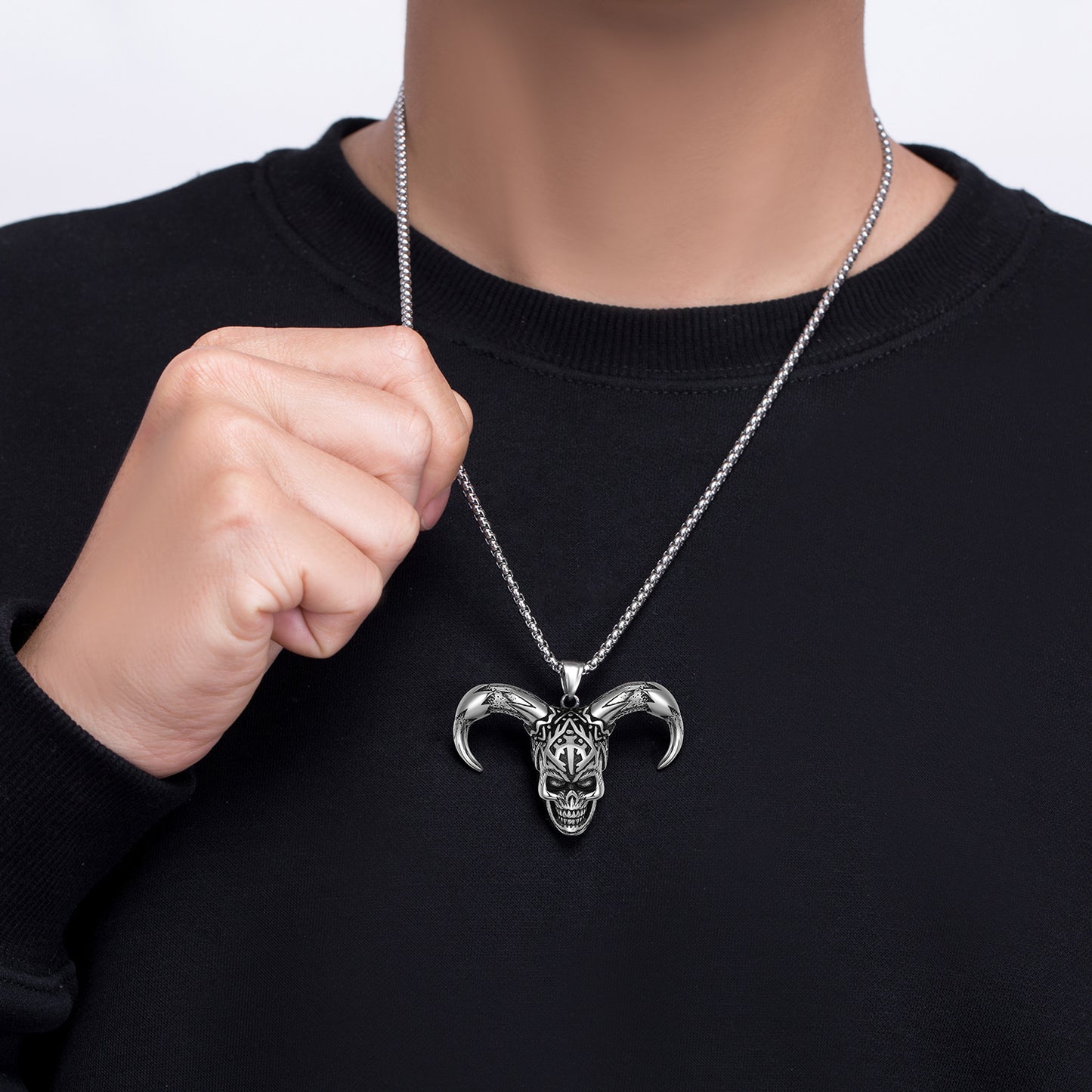 Steel Necklace - Statement Skull Pendant By Planderful