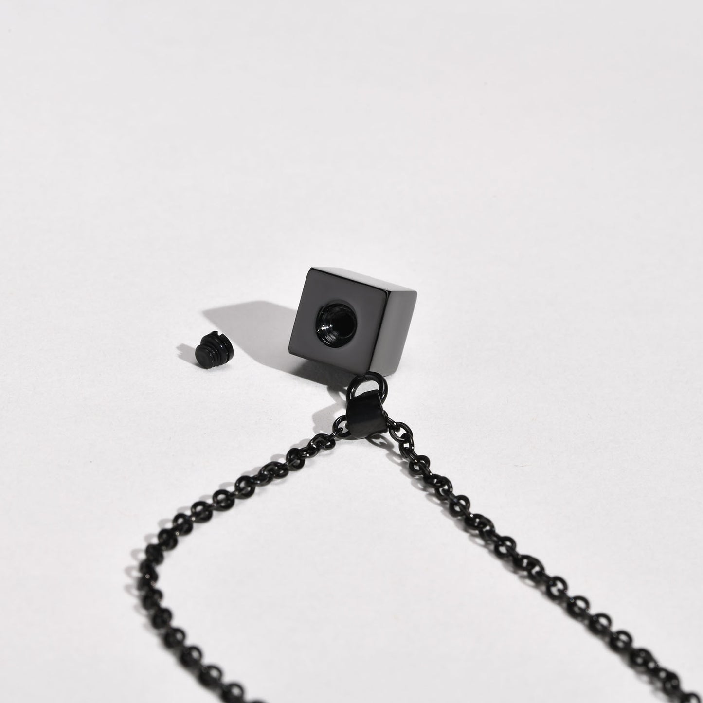 New Stainless Steel Square Openable Urn Pendant Necklace