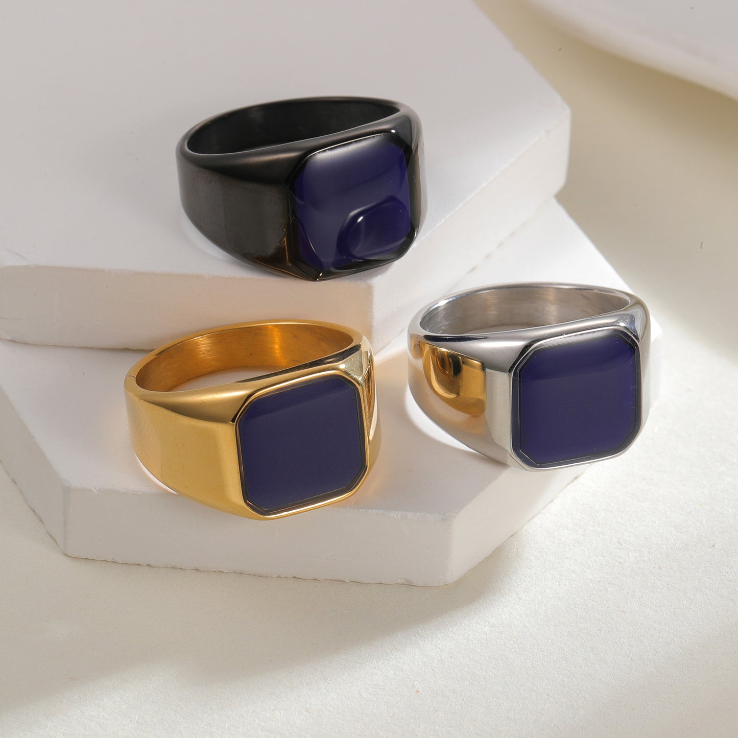 Titanium Steel Ring Unisex Square Design Durable Minimalist Jewelry By Planderful Everyday Genie Collection