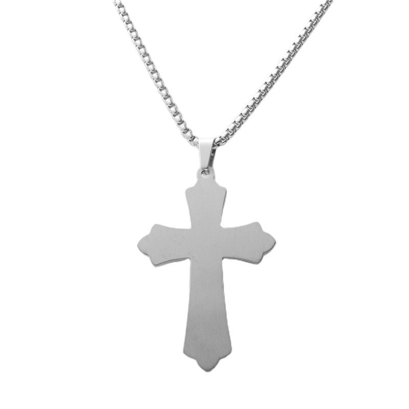 Men's Trendy Retro Titanium Steel Cross Pendant Necklace