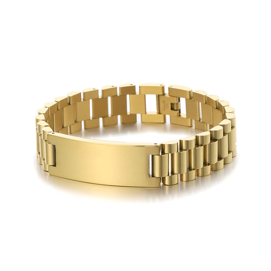 Planderful Mens Curved Stainless Steel Chain Bracelet