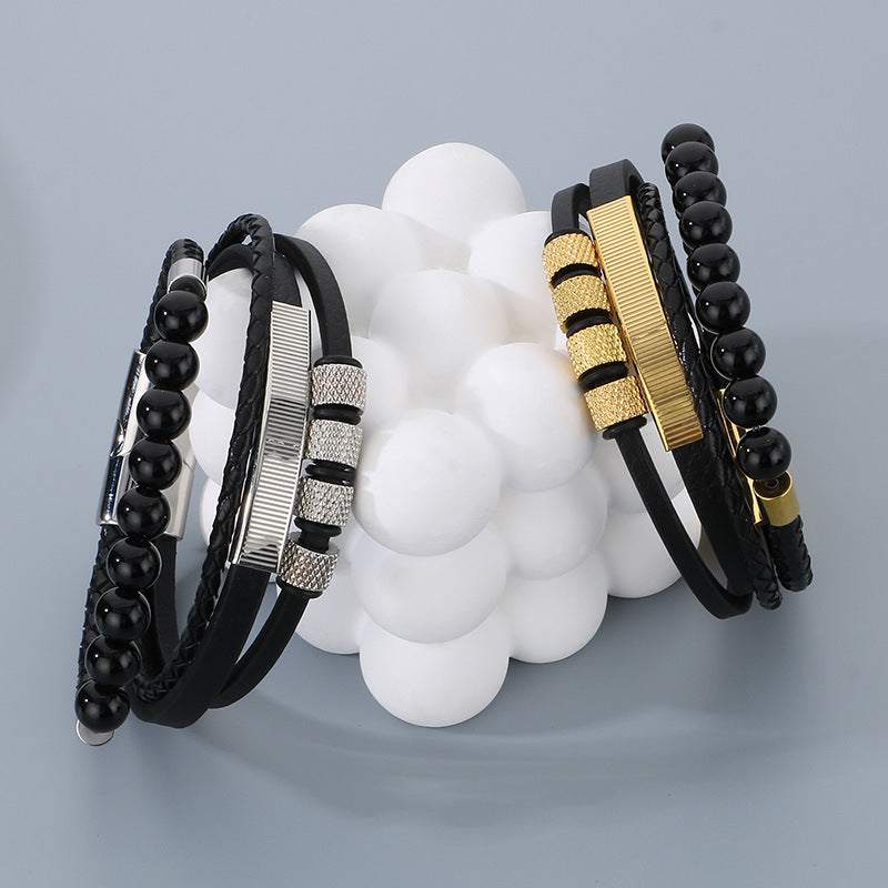 Planderful Magnetic Buckle Men's Bracelet Volcanic Stone