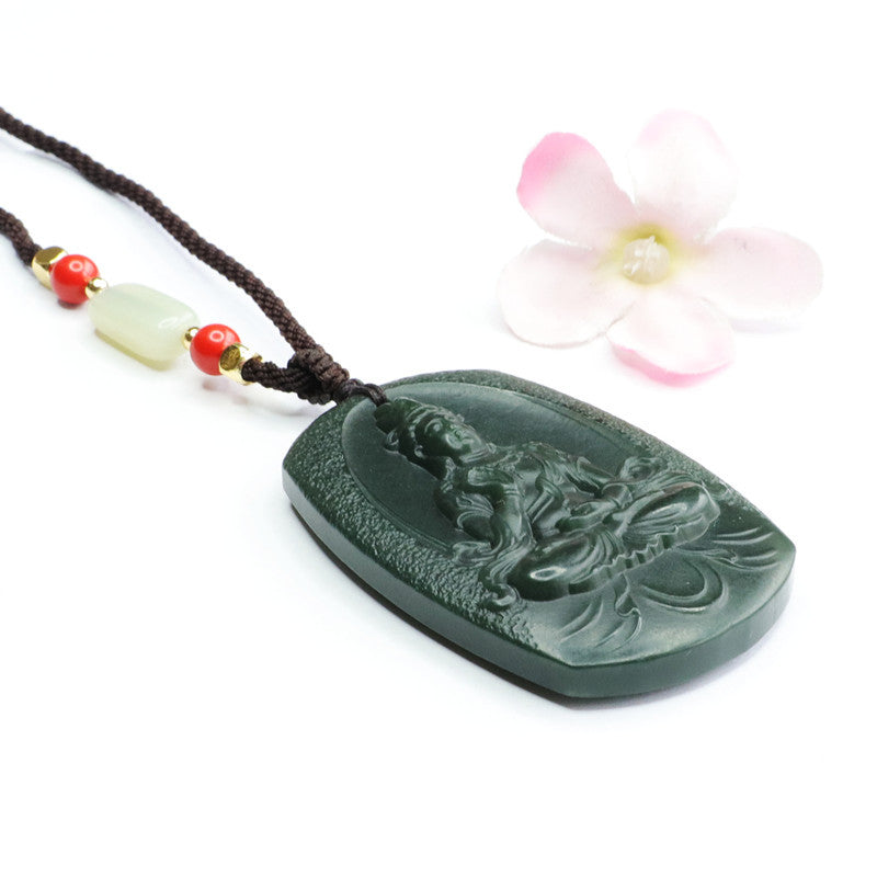 Taqing Hetian Jade Tara Plaque Pendant