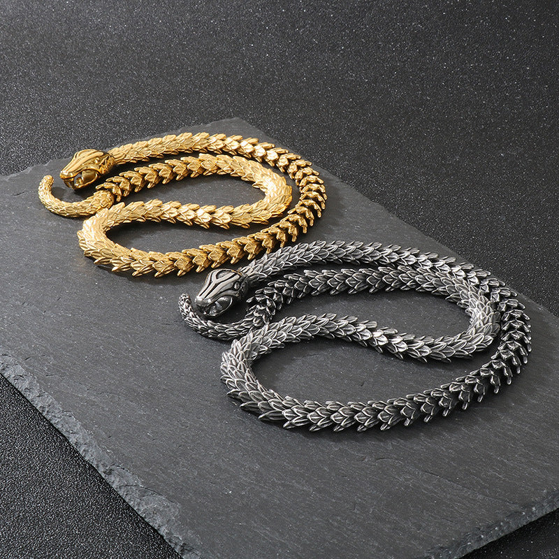 Planderful Snake Necklace For Men Personalized Premium Steel