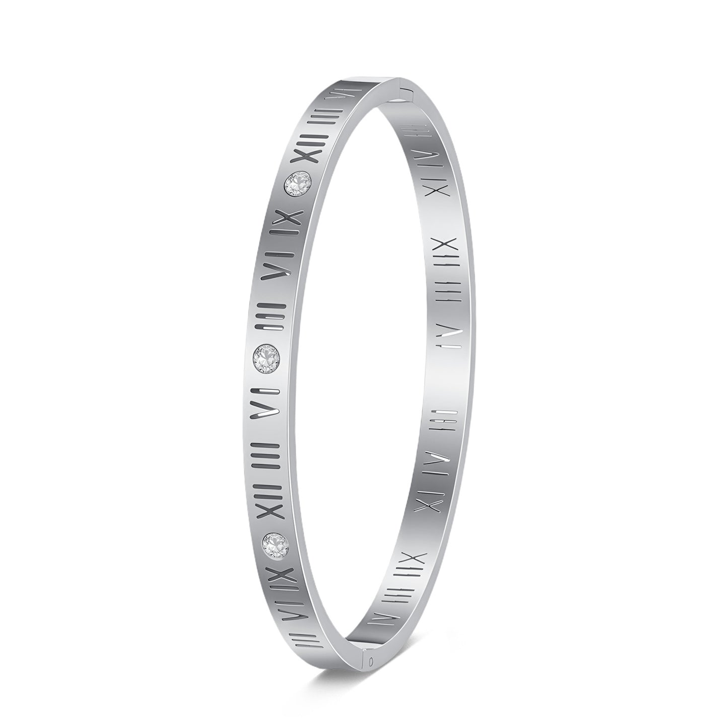 Planderful Roman Numeral Bracelet Titanium Steel 6mm Hollow Durable Unisex Fashion Accessory