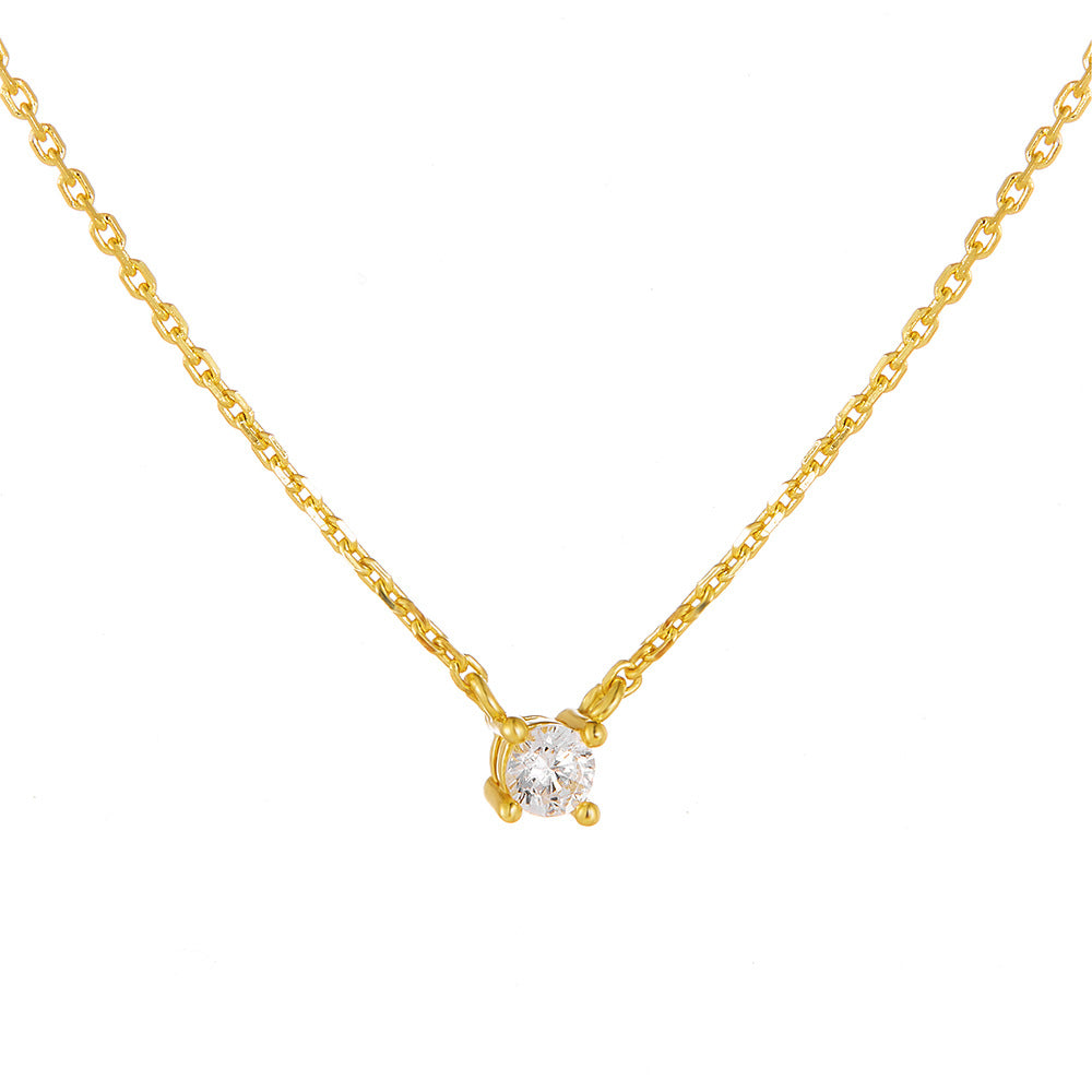 Planderful S925 Sterling Silver Zircon Pendant Necklace Four Prong Luxurious Setting For Women