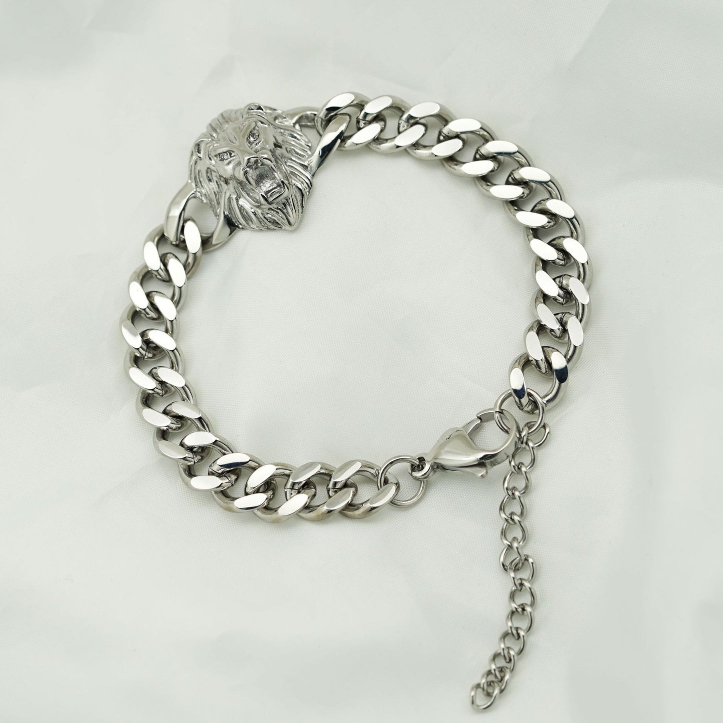 Planderful Durable Titanium Steel Lion Head Bracelet For Men Unisex Hip Hop Jewelry Bold Protection