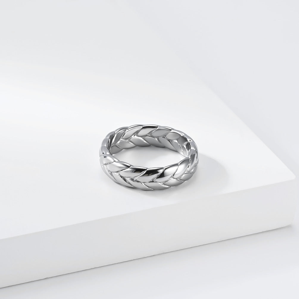 Wheat Ears Ring Unisex Stainless Steel Plated 18k Gold Couple