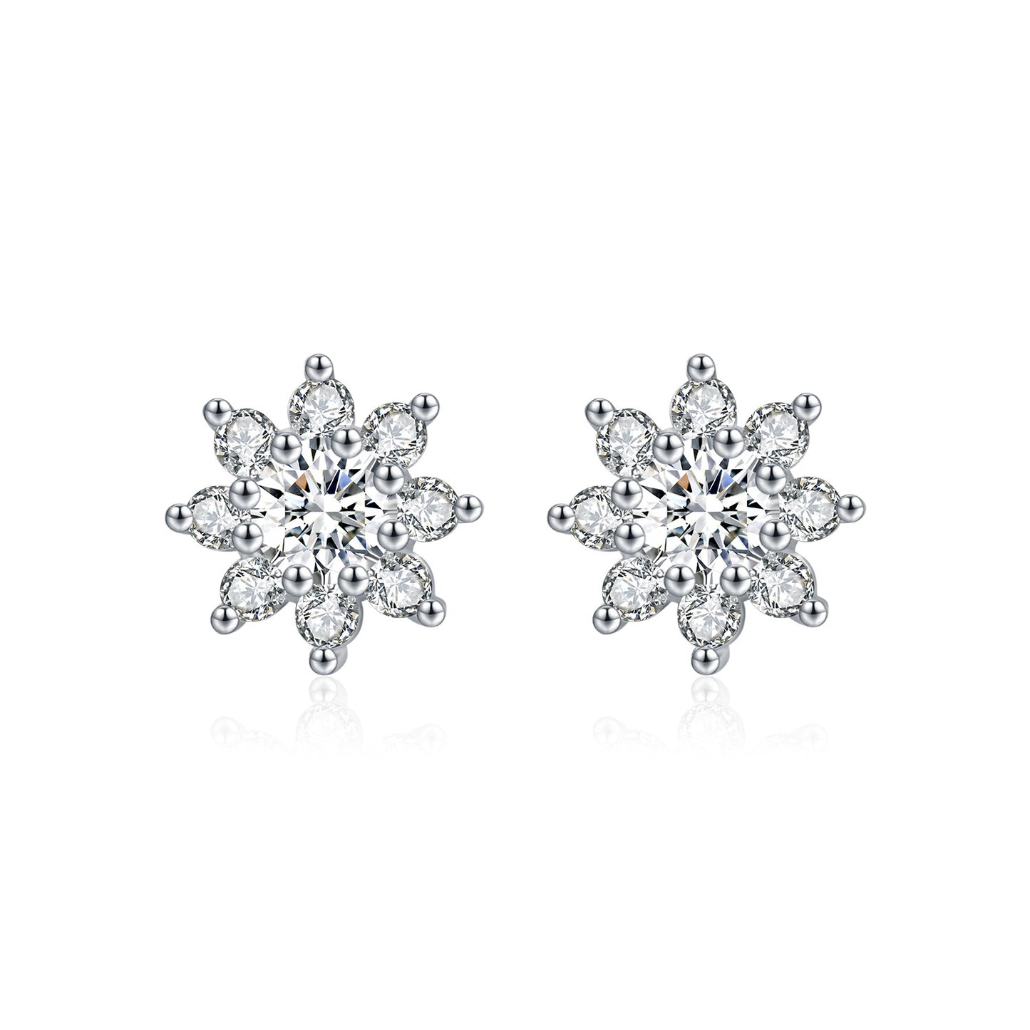 Planderful Moissanite Sparkling Flower Earrings – Elegant Chic Design with 0.4 Carat Moissanite