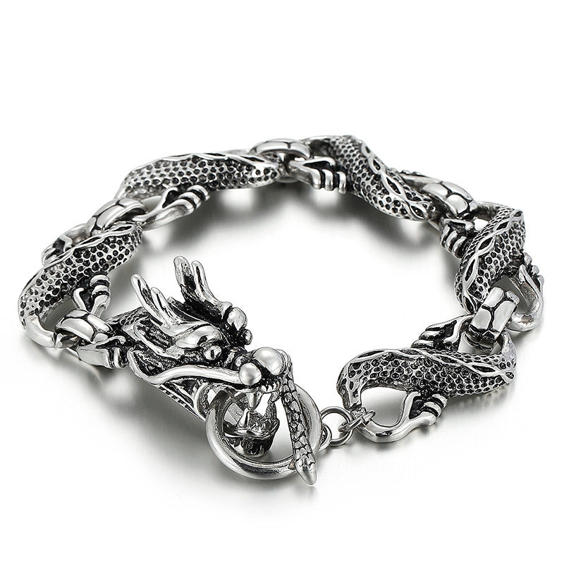 Antique Dragon Head Stainless Steel Men's Bracelet