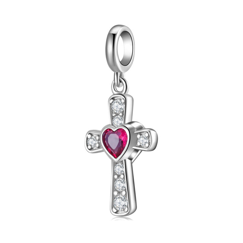 Planderful Simple Love Cross Pendant – Elegant Sterling Silver Inlaid Zircon Jewelry
