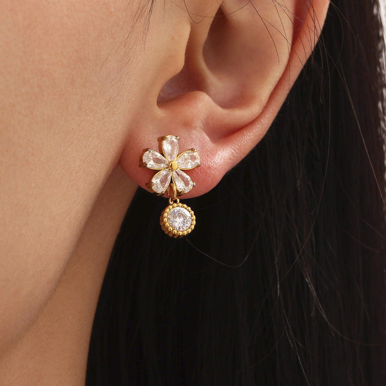 Planderful Everyday Genie Zircon Flower Earrings For Women